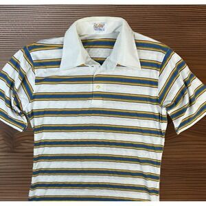 Vintage Lee Sportswear‎ Golf Polo Shirt Single Stitch Striped 60s 70s Men L USA